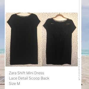 Zara Shift Mini Dress with Lace Back Detail Sz M